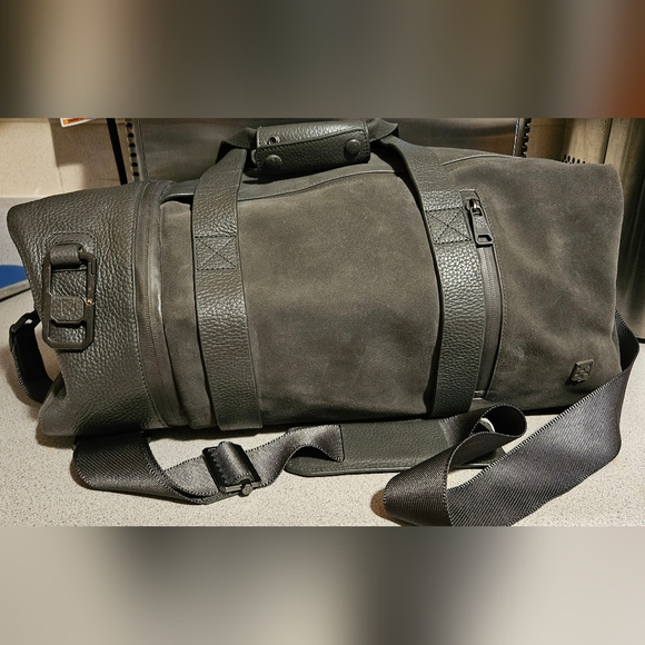 Vince Camuto Gray Suede And Leather Duffel Bag with Sturdy Straps - Picture 1 of 12